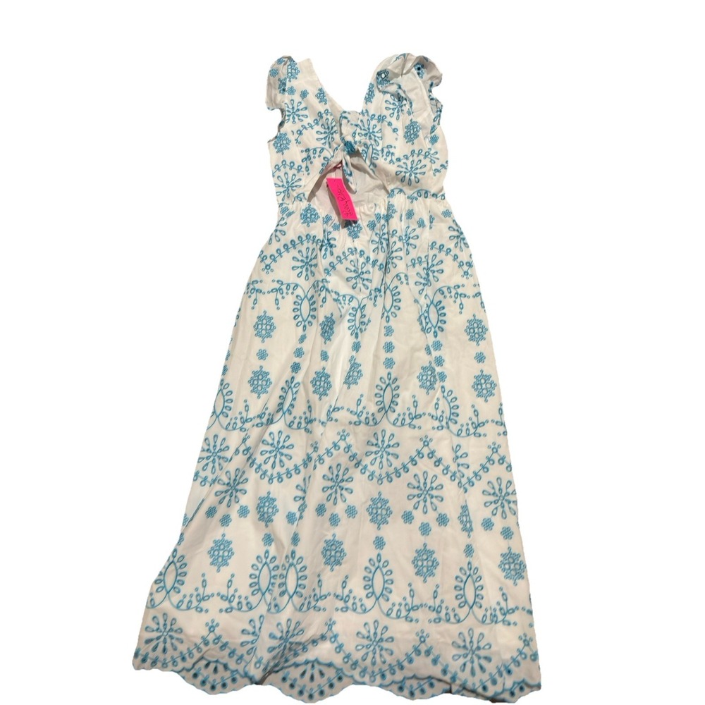 Lilly Pulitzer Lillyanne Eyelet Midi Dress Size 8 Turquoise blue Oasis Neon New - Picture 6 of 8